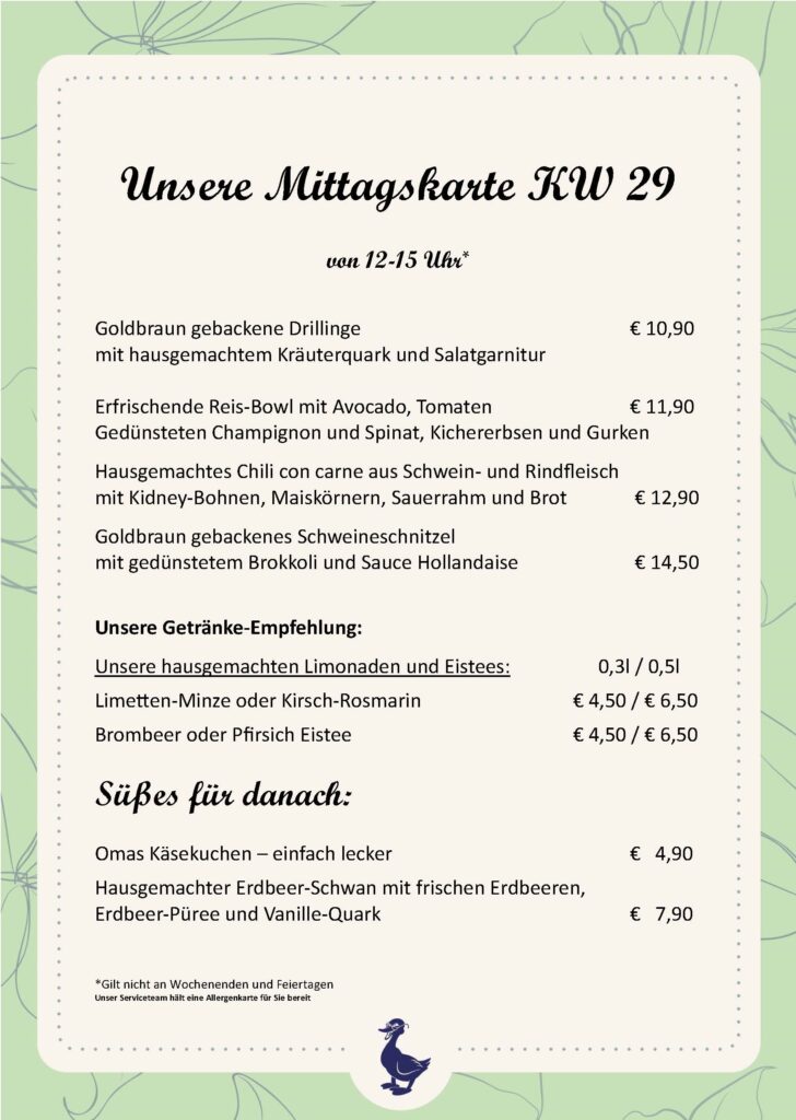 Mittagskarte KW 29