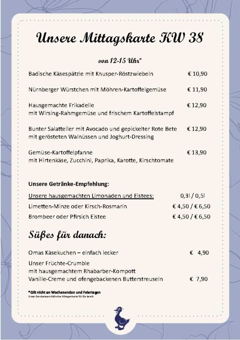 Mittagskarte KW 38