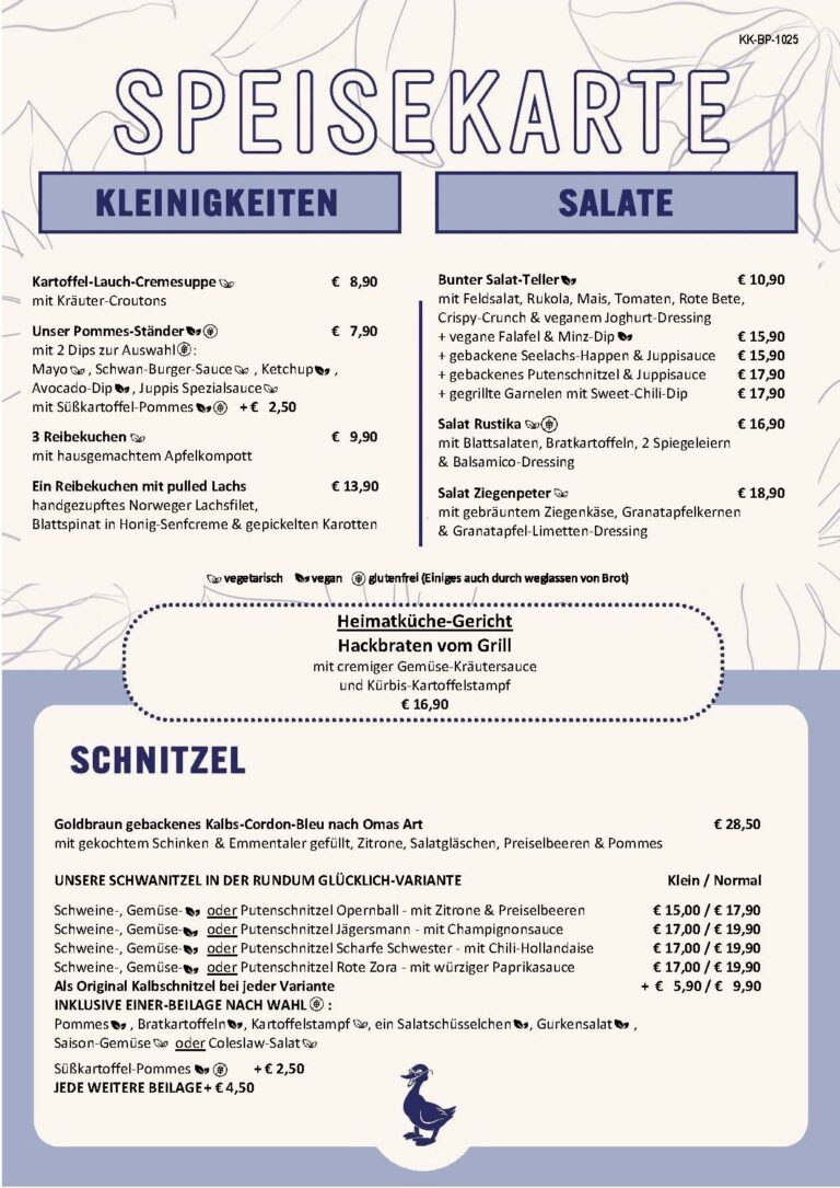 Speisekarte Schwan am Burgplatz
