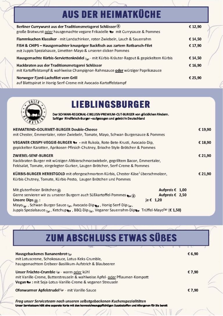 Speisekarte Schwan am Burgplatz