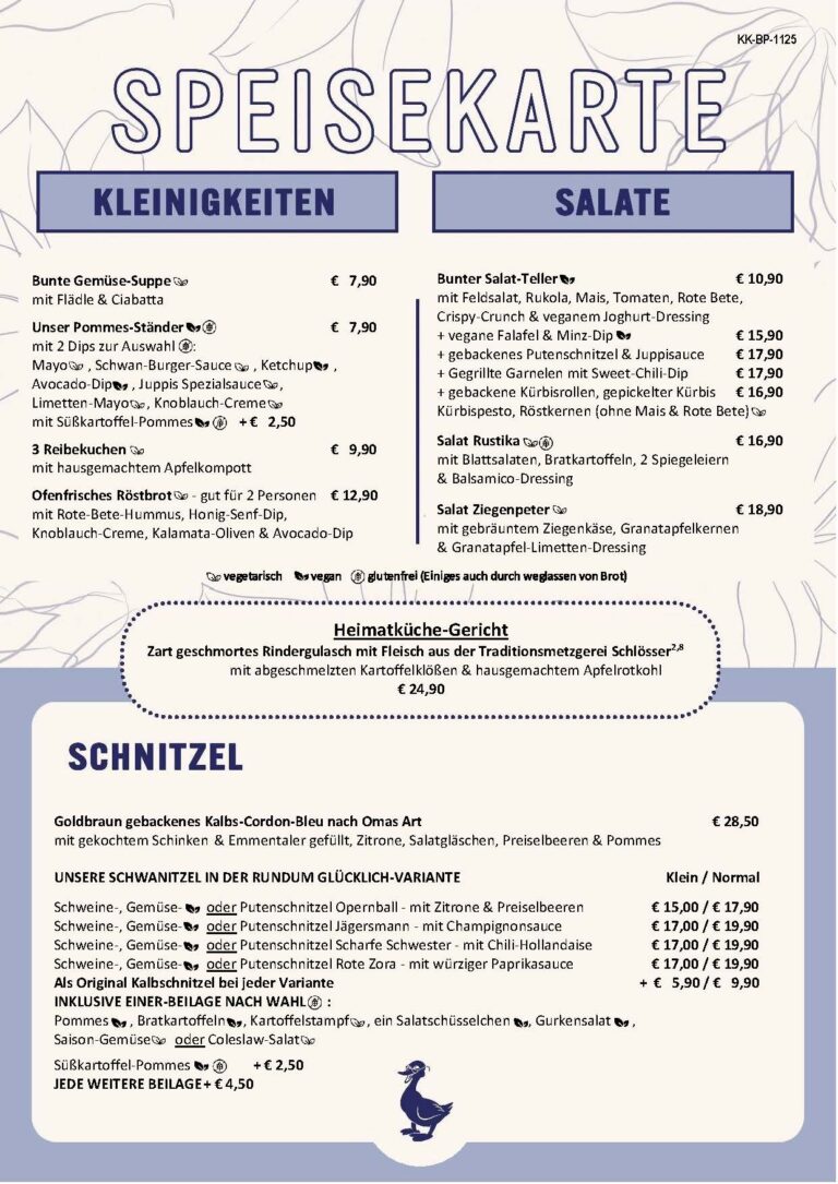 Speisekarte Schwan am Burgplatz