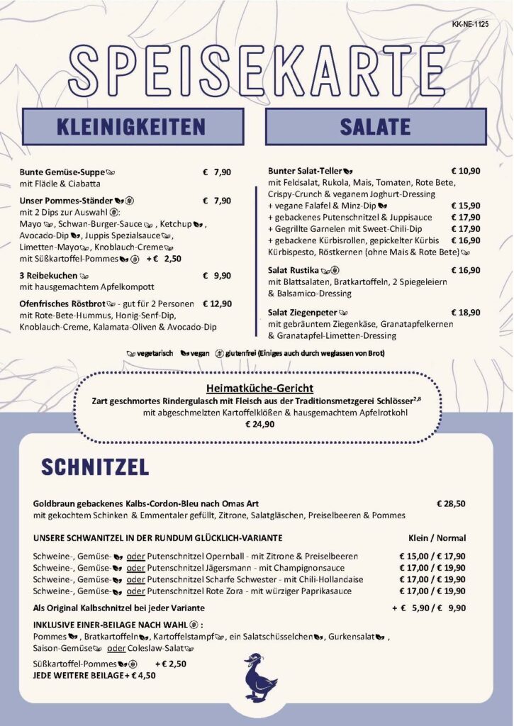 Speisekarte Schwan in Neuss