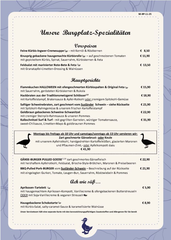 Unsere Burgplatz-Spezialitäten