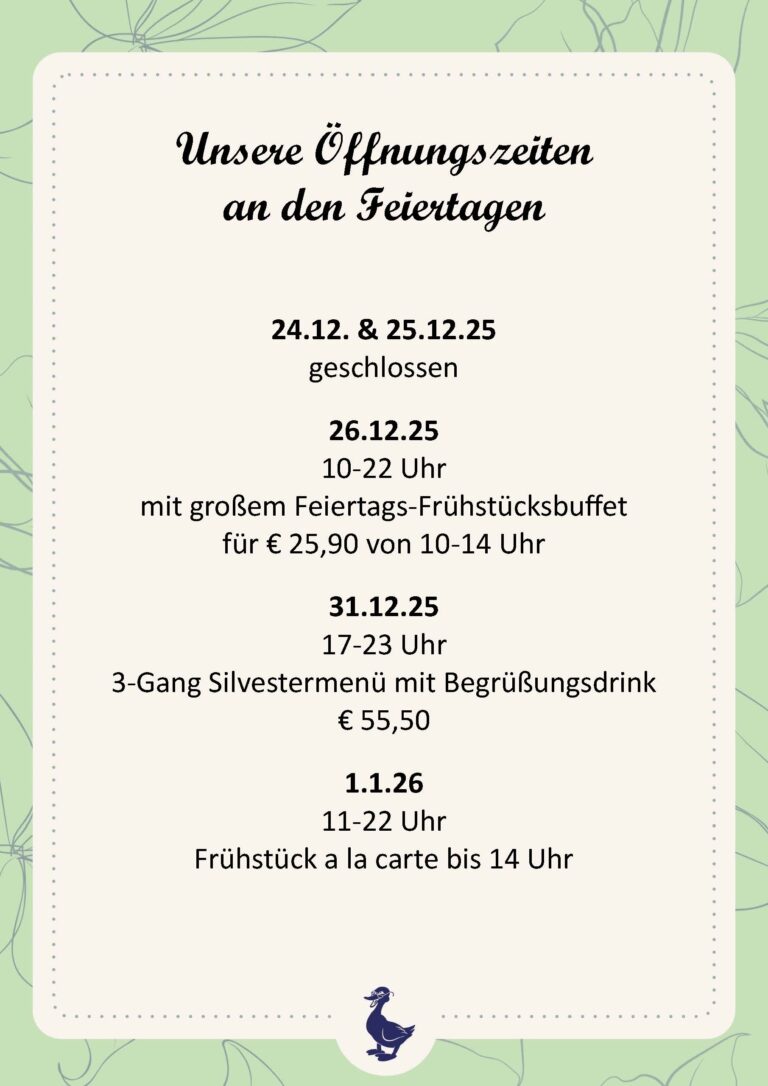 Unsere Öffnungszeiten an den Feiertagen